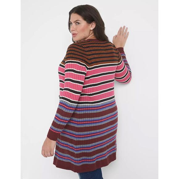 Lane Bryant Longline Striped Duster Cardigan Plus Size 14 16 NWOT - Picture 3 of 10